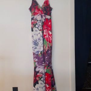 Colorful floral maxi dress.